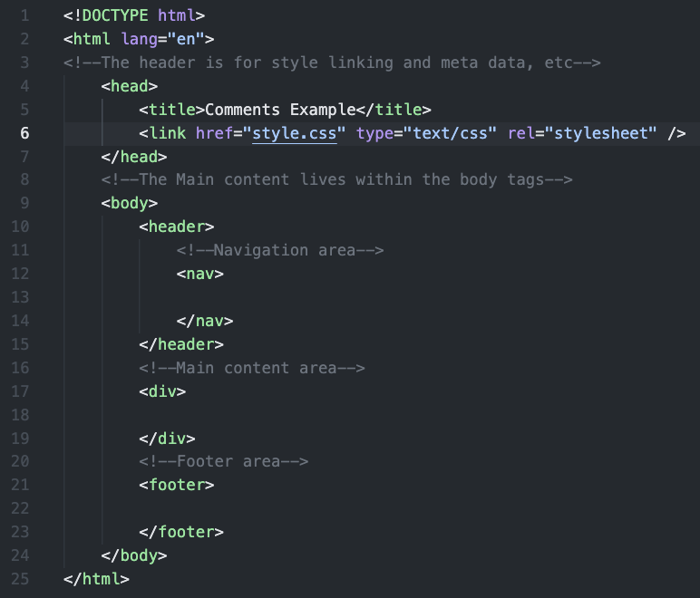 image showing how to use comments in html